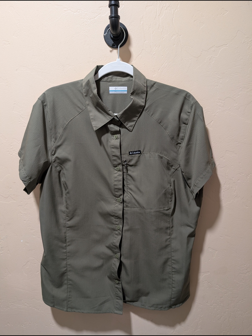 EUC Woman Columbia Women's Long Sleeve Button-Up Shirt a Olive Green Large